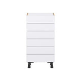 Hugo&Borg Lasalle 18-in W x 34.5-in H x 14-in D Bright White Slab 6-Drawer Base Fully Assembled Cabinet (Flat Panel Style)