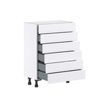 Hugo&Borg Lasalle 24-in W x 34.5-in H x 14-in D Bright White Slab 6-Drawer Base Fully Assembled Cabinet (Flat Panel Style)