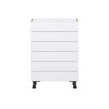 Hugo&Borg Lasalle 24-in W x 34.5-in H x 14-in D Bright White Slab 6-Drawer Base Fully Assembled Cabinet (Flat Panel Style)