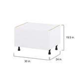 Hugo&Borg Lasalle 30-in W x 19.5-in H x 24-in D Bright White Slab 1-Drawer Base Fully Assembled Cabinet (Flat Panel Style)
