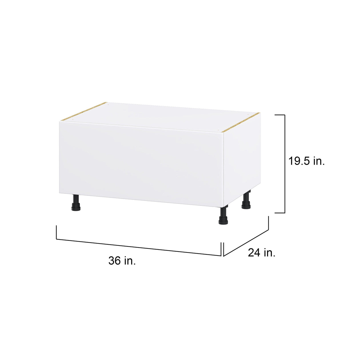 Hugo&Borg Lasalle 36-in W x 19.5-in H x 24-in D Bright White Slab 1-Drawer Base Fully Assembled Cabinet (Flat Panel Style)