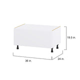 Hugo&Borg Lasalle 36-in W x 19.5-in H x 24-in D Bright White Slab 1-Drawer Base Fully Assembled Cabinet (Flat Panel Style)