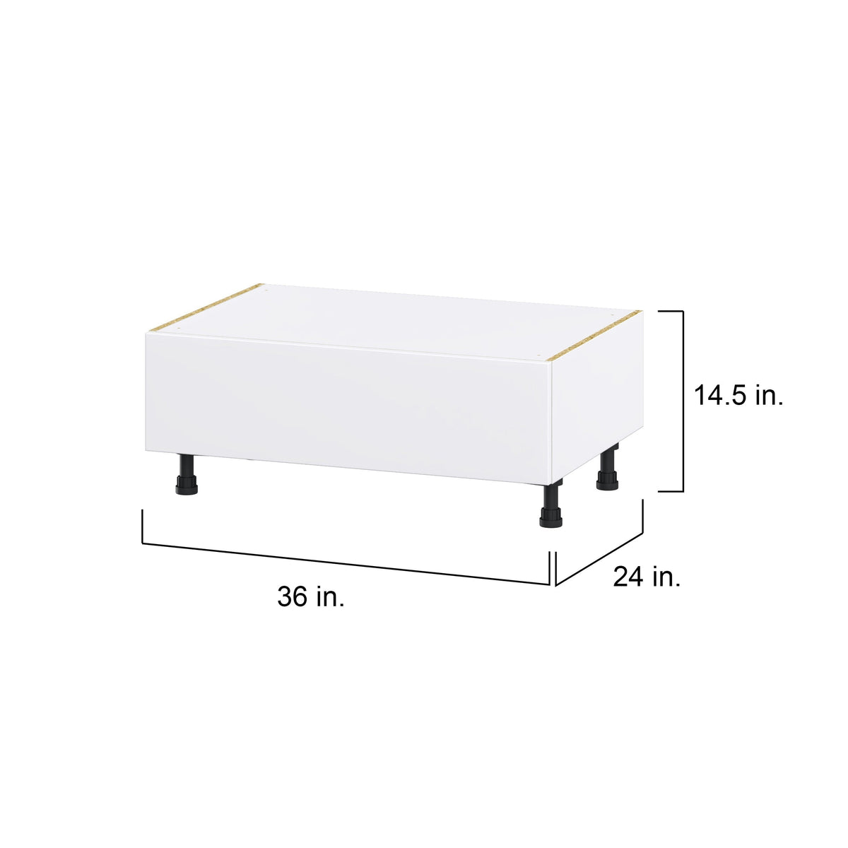 Hugo&Borg Lasalle 36-in W x 14.5-in H x 24-in D Bright White Slab 1-Drawer Base Fully Assembled Cabinet (Flat Panel Style)