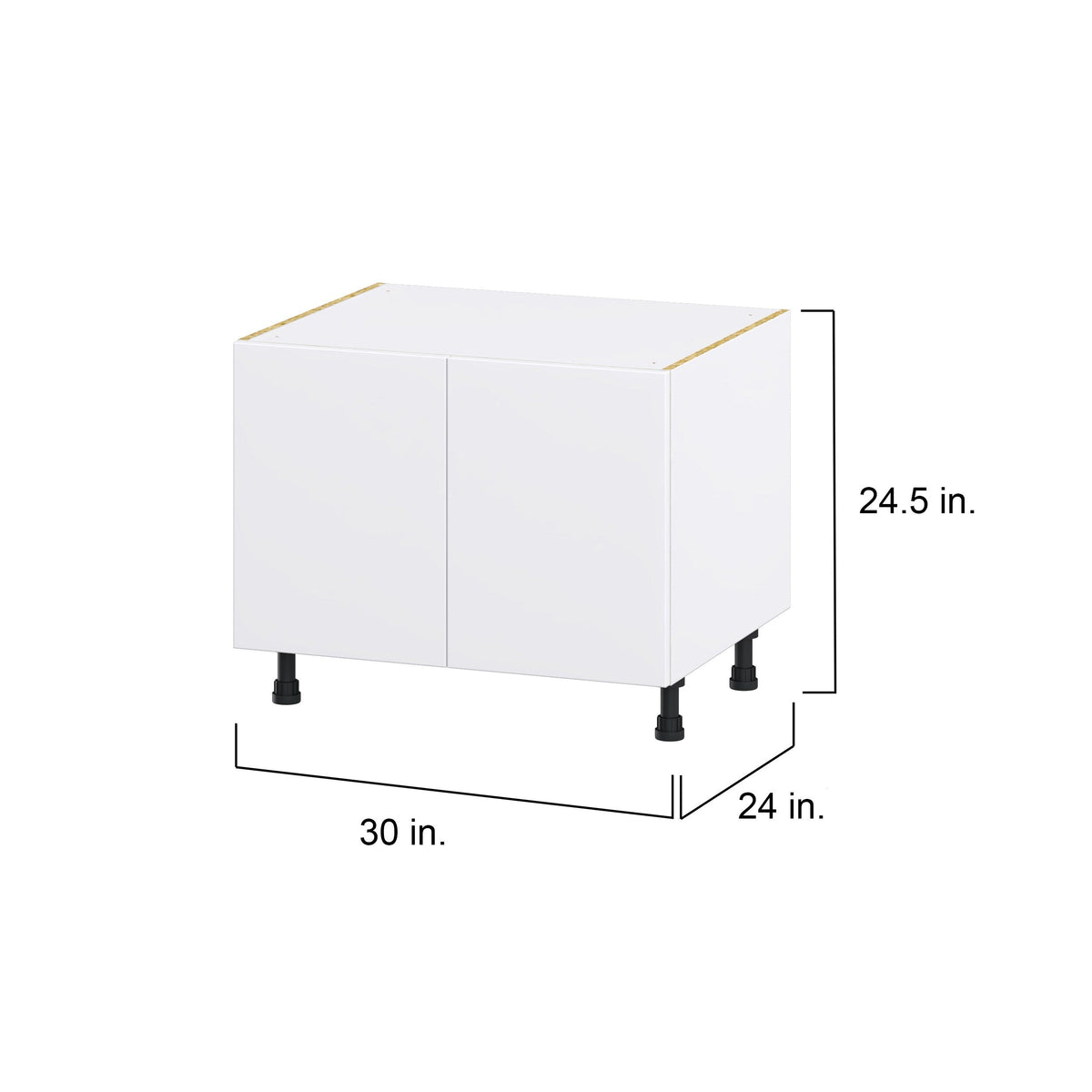 Hugo&Borg Lasalle 30-in W x 24.5-in H x 24-in D Bright White Slab Sink Base Fully Assembled Cabinet (Flat Panel Slab Style)