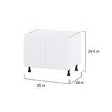 Hugo&Borg Lasalle 30-in W x 24.5-in H x 24-in D Bright White Slab Sink Base Fully Assembled Cabinet (Flat Panel Slab Style)