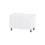 Hugo&Borg Lasalle 36-in W x 24.5-in H x 24-in D Bright White Slab Sink Base Fully Assembled Cabinet (Flat Panel Slab Style)
