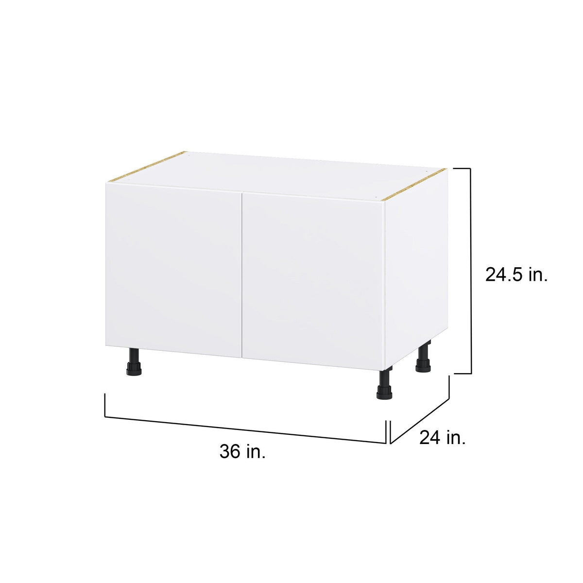 Hugo&Borg Lasalle 36-in W x 24.5-in H x 24-in D Bright White Slab Sink Base Fully Assembled Cabinet (Flat Panel Slab Style)