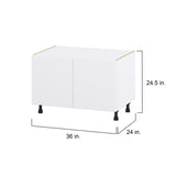 Hugo&Borg Lasalle 36-in W x 24.5-in H x 24-in D Bright White Slab Sink Base Fully Assembled Cabinet (Flat Panel Slab Style)