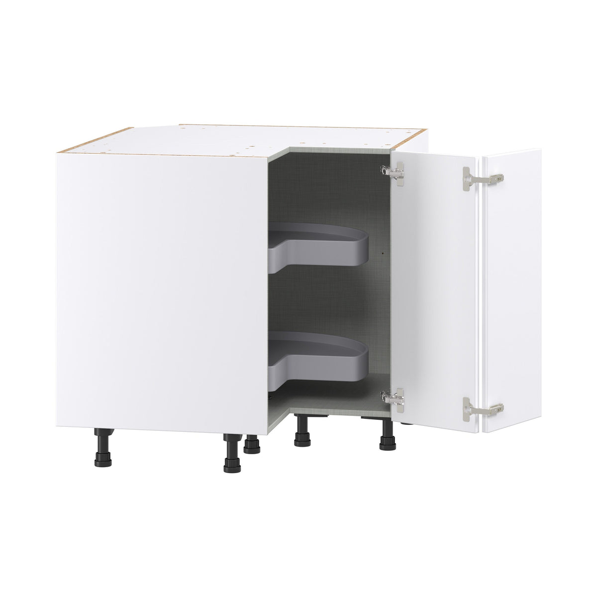 Hugo&Borg Lasalle 36-in W x 34.5-in H x 36-in D Bright White Slab Lazy Susan Corner Base Fully Assembled Cabinet (Flat Panel Slab Style)