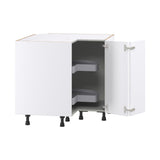 Hugo&Borg Lasalle 36-in W x 34.5-in H x 36-in D Bright White Slab Lazy Susan Corner Base Fully Assembled Cabinet (Flat Panel Slab Style)