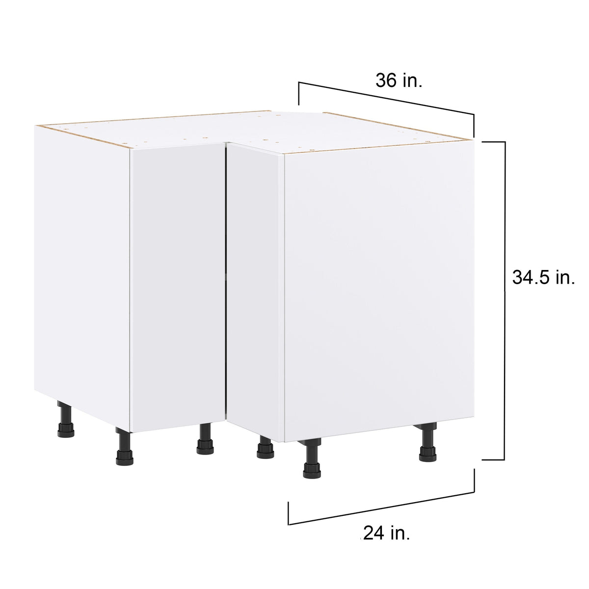 Hugo&Borg Lasalle 36-in W x 34.5-in H x 36-in D Bright White Slab Lazy Susan Corner Base Fully Assembled Cabinet (Flat Panel Slab Style)
