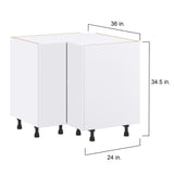 Hugo&Borg Lasalle 36-in W x 34.5-in H x 36-in D Bright White Slab Lazy Susan Corner Base Fully Assembled Cabinet (Flat Panel Slab Style)