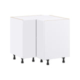 Hugo&Borg Lasalle 36-in W x 34.5-in H x 36-in D Bright White Slab L-shaped Corner Base Fully Assembled Cabinet (Flat Panel Slab Style)