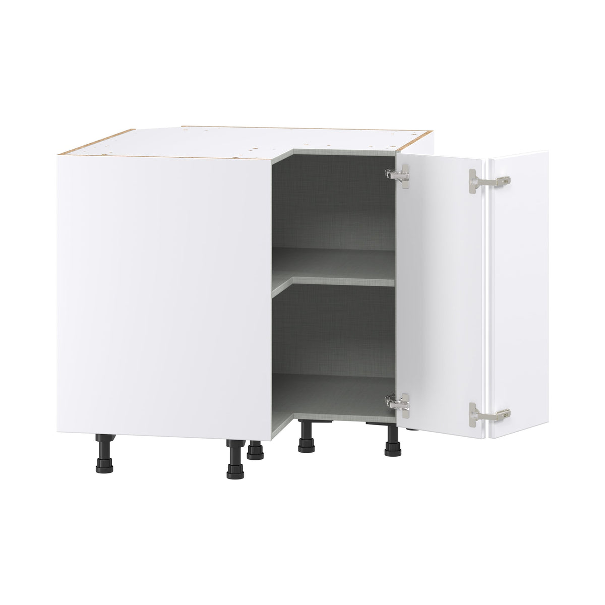 Hugo&Borg Lasalle 36-in W x 34.5-in H x 36-in D Bright White Slab L-shaped Corner Base Fully Assembled Cabinet (Flat Panel Slab Style)