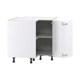 Hugo&Borg Lasalle 36-in W x 34.5-in H x 36-in D Bright White Slab L-shaped Corner Base Fully Assembled Cabinet (Flat Panel Slab Style)