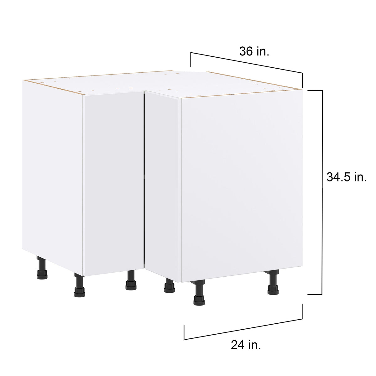 Hugo&Borg Lasalle 36-in W x 34.5-in H x 36-in D Bright White Slab L-shaped Corner Base Fully Assembled Cabinet (Flat Panel Slab Style)