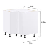 Hugo&Borg Lasalle 36-in W x 34.5-in H x 36-in D Bright White Slab L-shaped Corner Base Fully Assembled Cabinet (Flat Panel Slab Style)