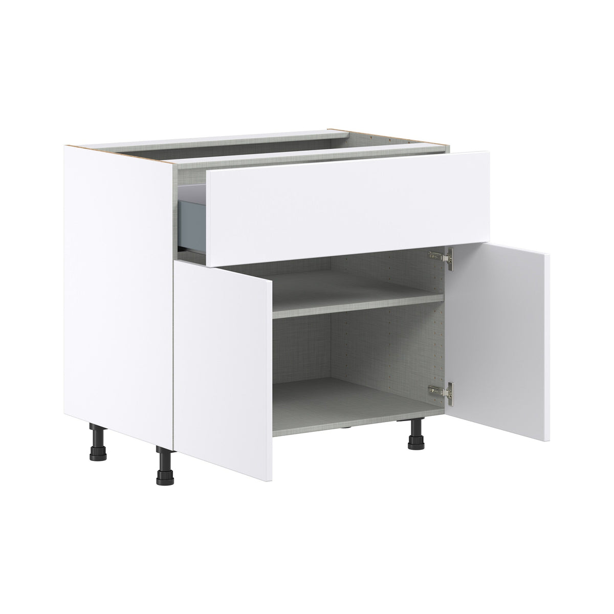 Hugo&Borg Lasalle 36-in W x 34.5-in H x 24-in D Bright White Slab 1-Drawer Base Fully Assembled Cabinet (Flat Panel Slab Style)