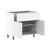 Hugo&Borg Lasalle 36-in W x 34.5-in H x 24-in D Bright White Slab 1-Drawer Base Fully Assembled Cabinet (Flat Panel Slab Style)