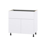Hugo&Borg Lasalle 36-in W x 34.5-in H x 24-in D Bright White Slab 1-Drawer Base Fully Assembled Cabinet (Flat Panel Slab Style)