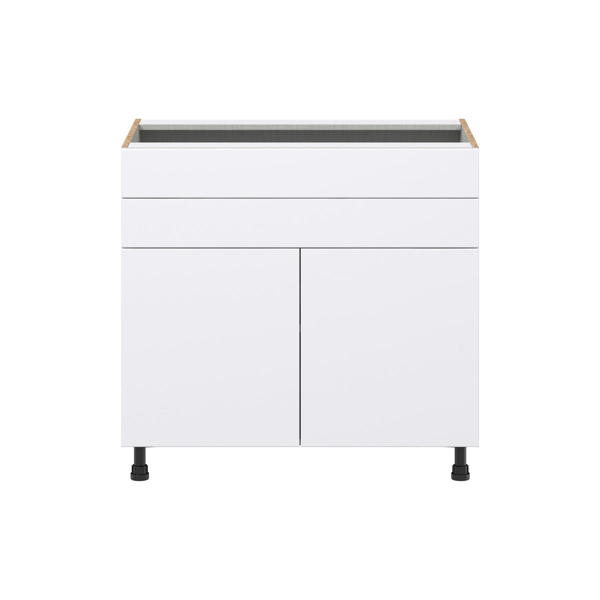 Hugo&Borg Lasalle 36-in W x 34.5-in H x 24-in D Bright White Slab 1-Drawer Base Fully Assembled Cabinet (Flat Panel Slab Style)