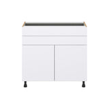 Hugo&Borg Lasalle 36-in W x 34.5-in H x 24-in D Bright White Slab 1-Drawer Base Fully Assembled Cabinet (Flat Panel Slab Style)