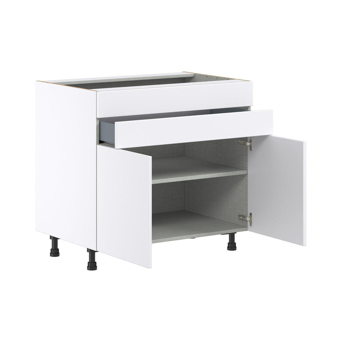 Hugo&Borg Lasalle 36-in W x 34.5-in H x 24-in D Bright White Slab 1-Drawer Base Fully Assembled Cabinet (Flat Panel Slab Style)
