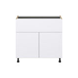 Hugo&Borg Lasalle 36-in W x 34.5-in H x 24-in D Bright White Slab 1-Drawer Base Fully Assembled Cabinet (Flat Panel Slab Style)