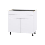 Hugo&Borg Lasalle 36-in W x 34.5-in H x 24-in D Bright White Slab 1-Drawer Base Fully Assembled Cabinet (Flat Panel Slab Style)