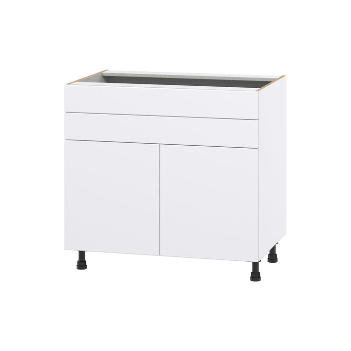 Hugo&Borg Lasalle 36-in W x 34.5-in H x 24-in D Bright White Slab 1-Drawer Base Fully Assembled Cabinet (Flat Panel Slab Style)