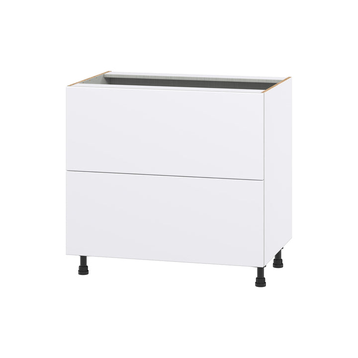 Hugo&Borg Lasalle 36-in W x 34.5-in H x 24-in D Bright White Slab 3-Drawer Base Fully Assembled Cabinet (Flat Panel Style)