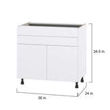 Hugo&Borg Lasalle 36-in W x 34.5-in H x 24-in D Bright White Slab 1-Drawer Base Fully Assembled Cabinet (Flat Panel Slab Style)