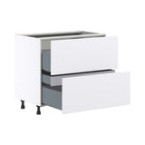 Hugo&Borg Lasalle 36-in W x 34.5-in H x 24-in D Bright White Slab 3-Drawer Base Fully Assembled Cabinet (Flat Panel Style)