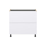 Hugo&Borg Lasalle 36-in W x 34.5-in H x 24-in D Bright White Slab 3-Drawer Base Fully Assembled Cabinet (Flat Panel Style)