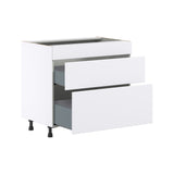 Hugo&Borg Lasalle 36-in W x 34.5-in H x 24-in D Bright White Slab 3-Drawer Base Fully Assembled Cabinet (Flat Panel Style)