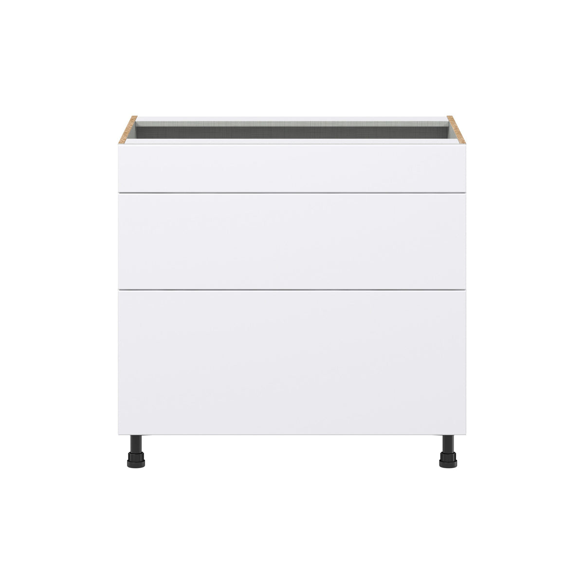 Hugo&Borg Lasalle 36-in W x 34.5-in H x 24-in D Bright White Slab 3-Drawer Base Fully Assembled Cabinet (Flat Panel Style)