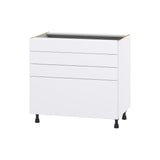 Hugo&Borg Lasalle 36-in W x 34.5-in H x 24-in D Bright White Slab 4-Drawer Base Fully Assembled Cabinet (Flat Panel Style)
