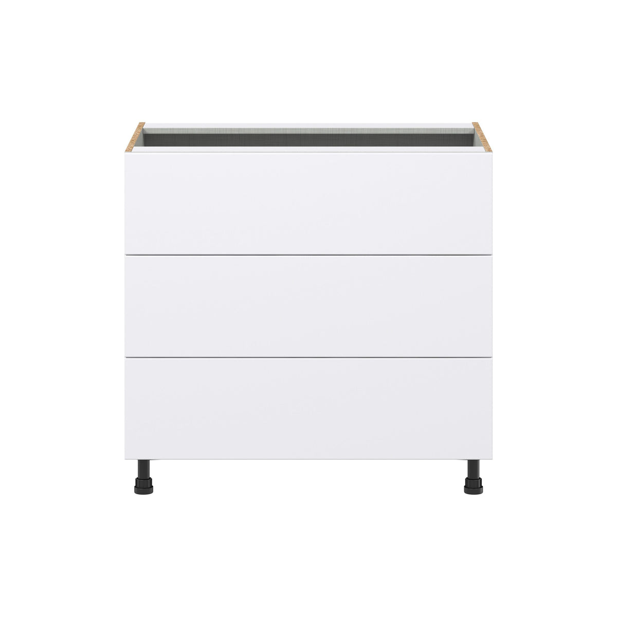 Hugo&Borg Lasalle 36-in W x 34.5-in H x 24-in D Bright White Slab 3-Drawer Base Fully Assembled Cabinet (Flat Panel Style)