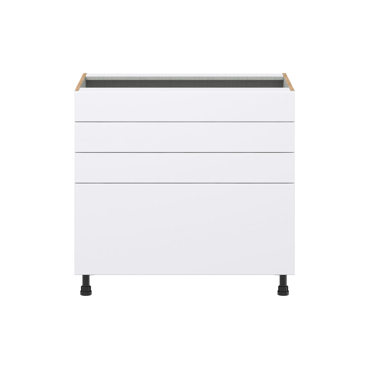Hugo&Borg Lasalle 36-in W x 34.5-in H x 24-in D Bright White Slab 4-Drawer Base Fully Assembled Cabinet (Flat Panel Style)