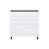 Hugo&Borg Lasalle 36-in W x 34.5-in H x 24-in D Bright White Slab 4-Drawer Base Fully Assembled Cabinet (Flat Panel Style)