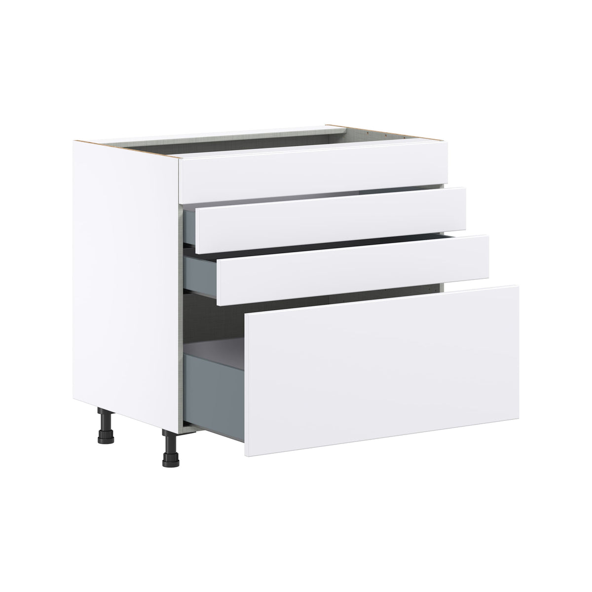Hugo&Borg Lasalle 36-in W x 34.5-in H x 24-in D Bright White Slab 4-Drawer Base Fully Assembled Cabinet (Flat Panel Style)