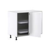Hugo&Borg Lasalle 39-in W x 34.5-in H x 25-in D Bright White Slab Blind Corner Base Fully Assembled Cabinet (Flat Panel Slab Style)