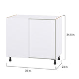 Hugo&Borg Lasalle 39-in W x 34.5-in H x 25-in D Bright White Slab Blind Corner Base Fully Assembled Cabinet (Flat Panel Slab Style)