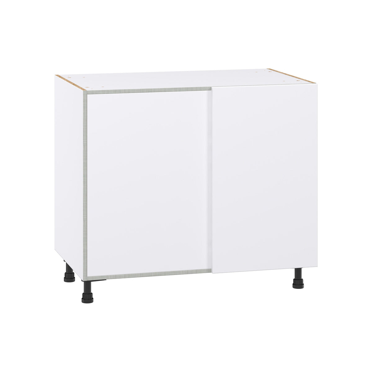 Hugo&Borg Lasalle 39-in W x 34.5-in H x 24-in D Bright White Slab Blind Corner Base Fully Assembled Cabinet (Flat Panel Slab Style)