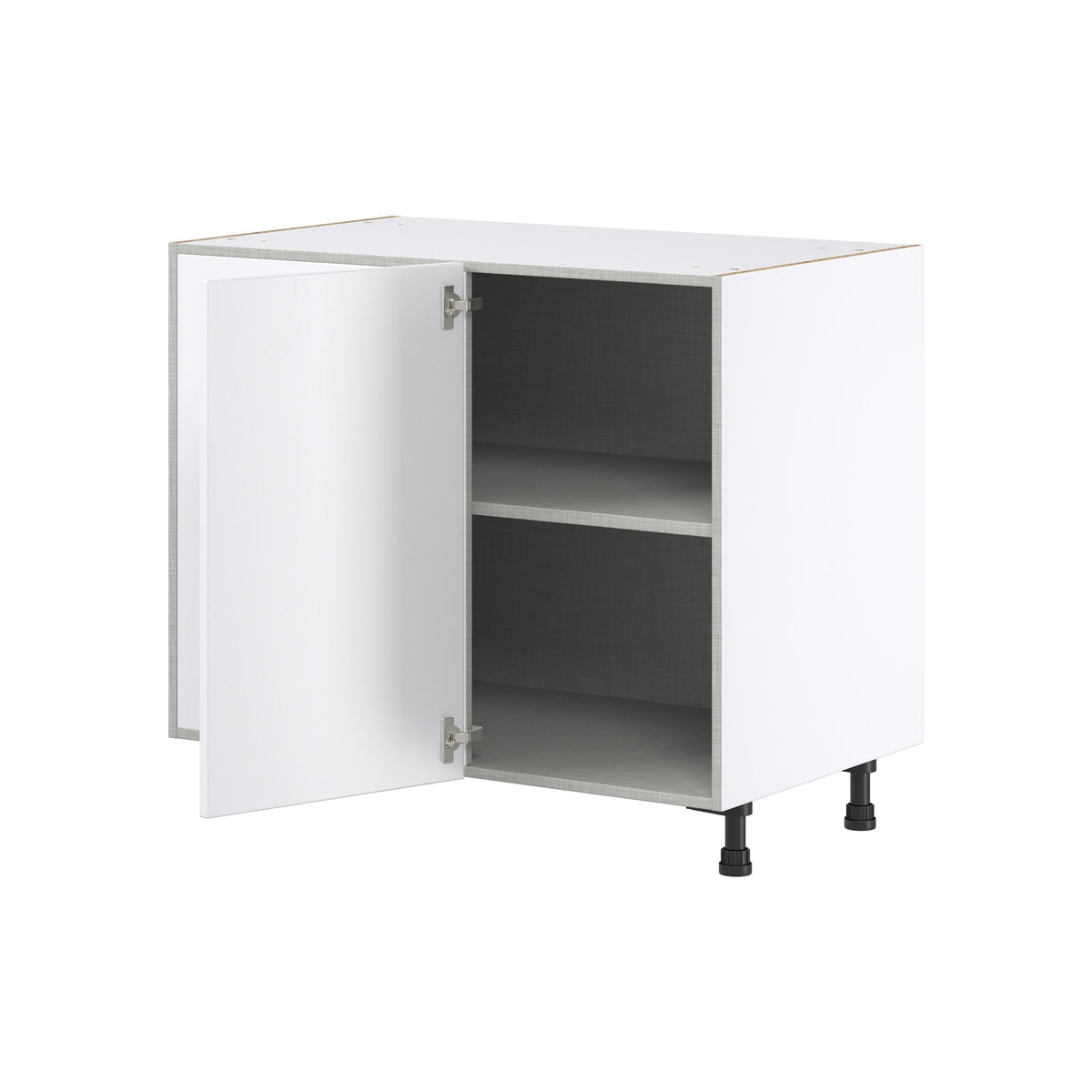 Hugo&Borg Lasalle 39-in W x 34.5-in H x 24-in D Bright White Slab Blind Corner Base Fully Assembled Cabinet (Flat Panel Slab Style)