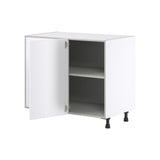Hugo&Borg Lasalle 39-in W x 34.5-in H x 24-in D Bright White Slab Blind Corner Base Fully Assembled Cabinet (Flat Panel Slab Style)