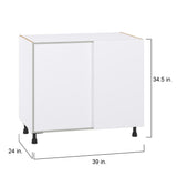 Hugo&Borg Lasalle 39-in W x 34.5-in H x 24-in D Bright White Slab Blind Corner Base Fully Assembled Cabinet (Flat Panel Slab Style)