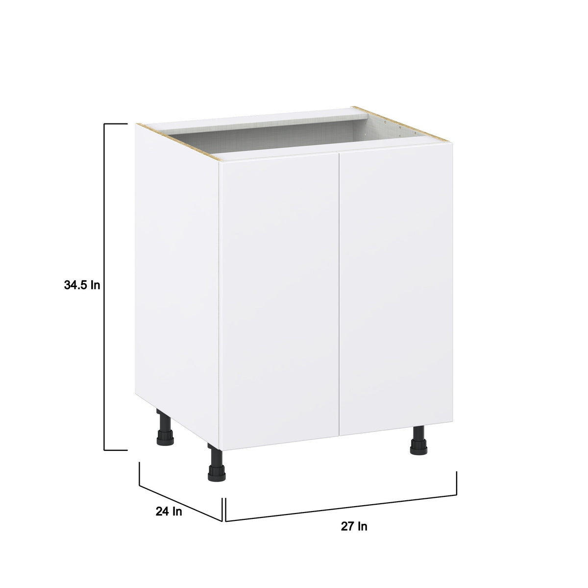 Hugo&Borg Lasalle 27-in W x 34.5-in H x 24-in D Bright White Slab 3-Drawers Base Fully Assembled Cabinet (Flat Panel Slab Style)