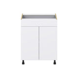 Hugo&Borg Lasalle 27-in W x 34.5-in H x 24-in D Bright White Slab 1-Drawer Base Fully Assembled Cabinet (Flat Panel Slab Style)