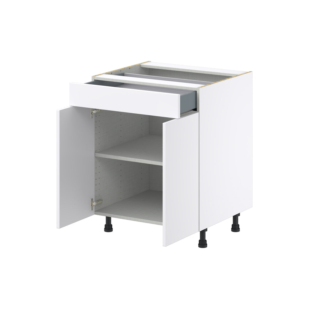 Hugo&Borg Lasalle 27-in W x 34.5-in H x 24-in D Bright White Slab 1-Drawer Base Fully Assembled Cabinet (Flat Panel Slab Style)